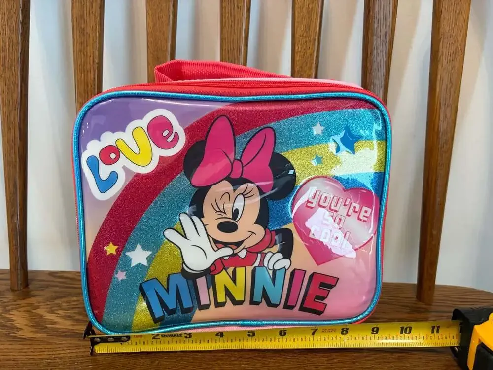 Disney Minnie Mouse Insulated School Lunch Box Bag Rainbow Glitter Pink